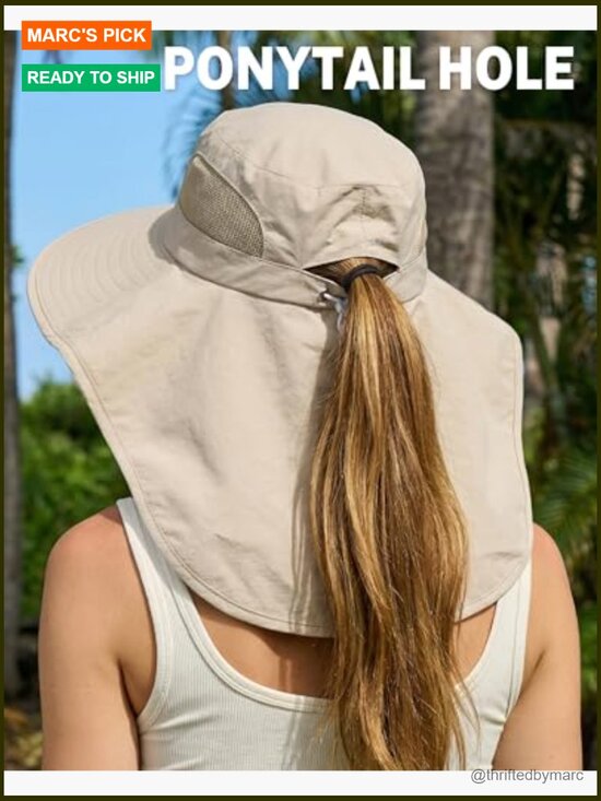 Wide Brim Bucket Sun Hat with Ponytail Hole - Packable & Breathable main image 4